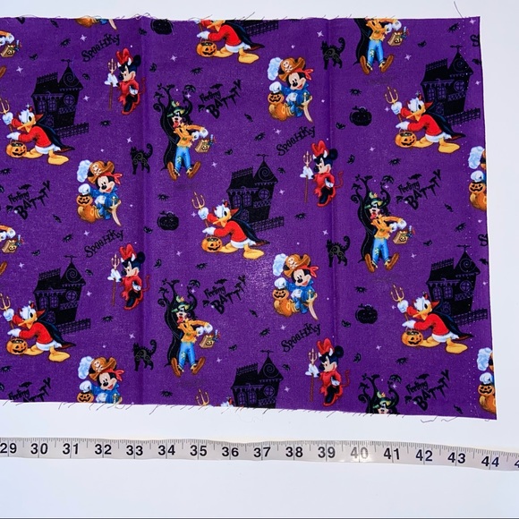 Disney Minnie Mickey Mouse Spooky Halloween Fabric 1/3 Yard 12x44 Purple/Multi - Picture 7 of 8
